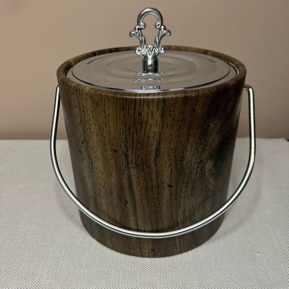 Irvineware Other - Vintage Irvinware Ice Bucket MCM vinyl wood grain